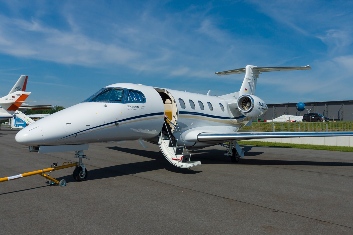 Private business aircraft on the runway