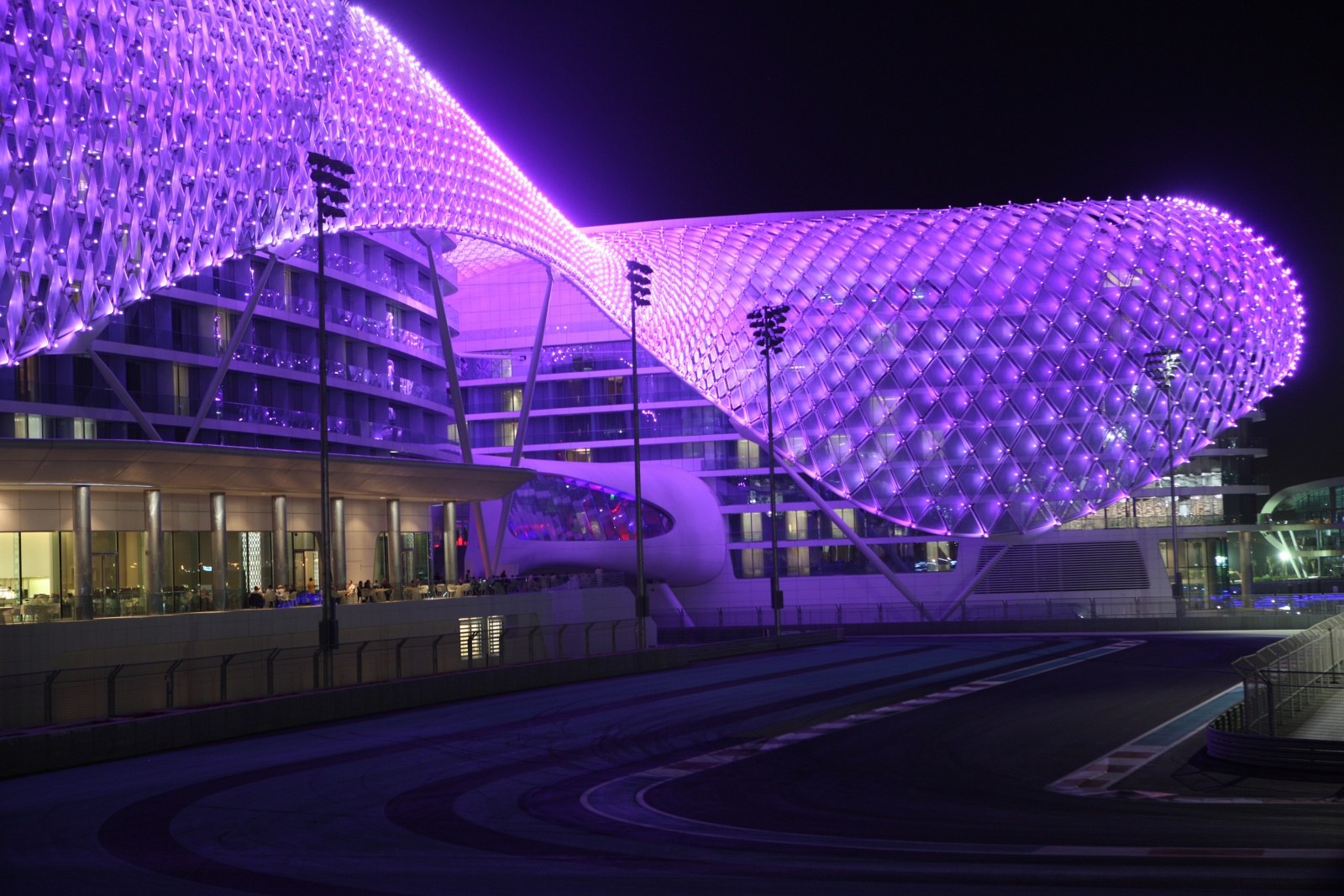 Yas Marina Circuit illuminated at night