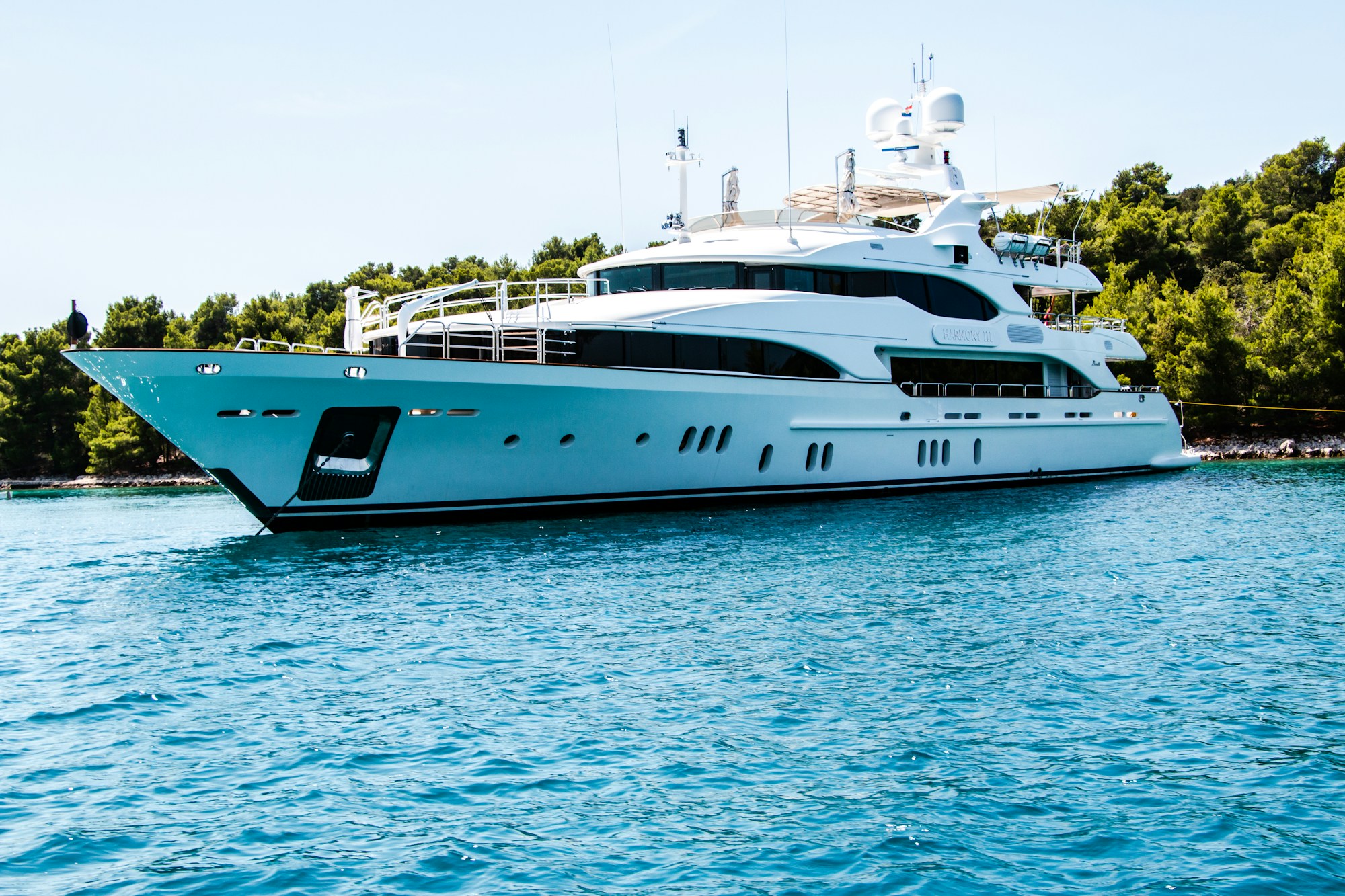 White motor yacht on Mediterranean waters
